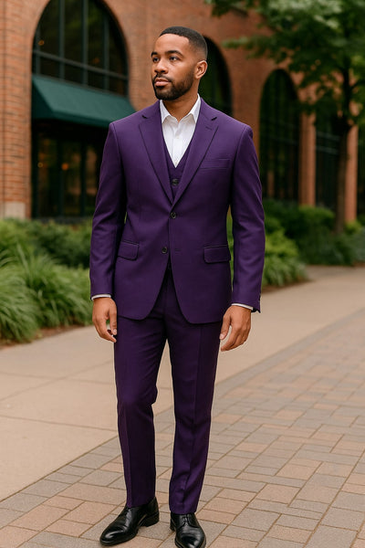 Mens Classic Three-Piece Purple Suit ƒ?? Formal Slim Fit Tuxedo Set with Vest 3   - from alligatorwarehouse.com
