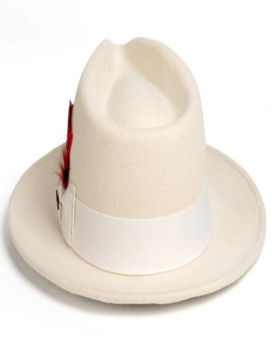 Off White Dress Hat 1920s Fedora Style - Mens Classic Wool Fedora Dress Hat in Off White