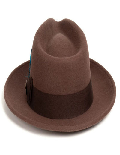 Brown Dress Hat 1920s Fedora Style - Mens Classic Wool Fedora Dress Hat in Brown 3   - from alligatorwarehouse.com