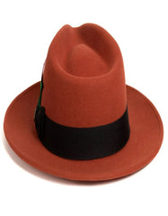 Rust Dress Hat 1920s Fedora Style - Mens Classic Wool Fedora Dress Hat in Rust