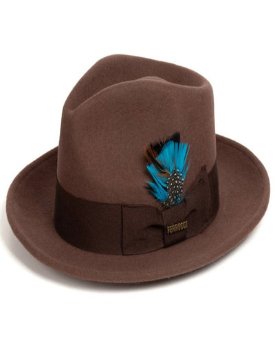 Brown Dress Hat 1920s Fedora Style - Mens Classic Wool Fedora Dress Hat in Brown 2   - from alligatorwarehouse.com