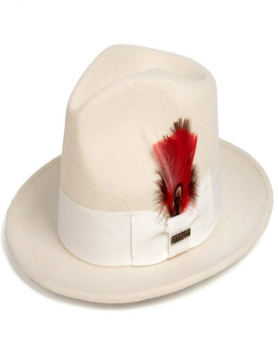 Off White Dress Hat 1920s Fedora Style - Mens Classic Wool Fedora Dress Hat in Off White 2   - from alligatorwarehouse.com