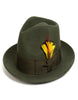 Olive Green Dress Hat 1920s Fedora Style - Mens Classic Wool Fedora Dress Hat in Olive Green 2   - from alligatorwarehouse.com