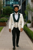 Hilton White and Black Paisley Peak Lapel Tuxedo Jacket with Matching Shawl Vest and Wool Pants – Includes Bow Tie 3   - from alligatorwarehouse.com