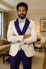Hilton White and Purple Paisley Peak Lapel Tuxedo Jacket with Matching Shawl Vest and Wool Pants – Includes Bow Tie 3   - from alligatorwarehouse.com