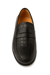 Mens Mezlan Sica Crocodile & Calfskin Loafer Dress Shoe in Black