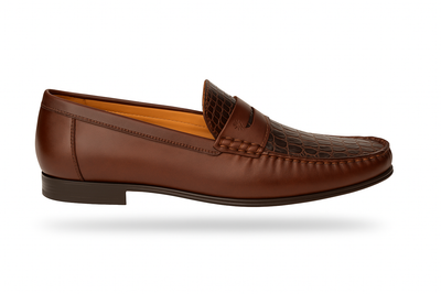 Mens Mezlan Sica Crocodile & Calfskin Loafer Dress Shoe in Black 14   - from alligatorwarehouse.com