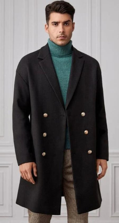 Men Lapel Collar Double Breasted Overcoat 6   - from alligatorwarehouse.com