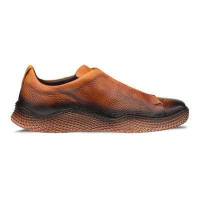 Mezlan Men's Cognac Calcio Deer Skin Slip On Sneakers 2   - from alligatorwarehouse.com