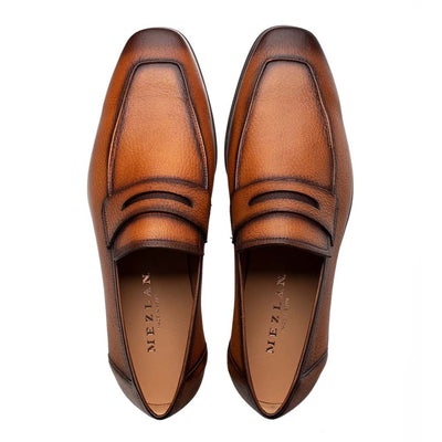 Men's Deerskin Cognac Penny Loafer By Mezlan Made In Spain Brand 5   - from alligatorwarehouse.com