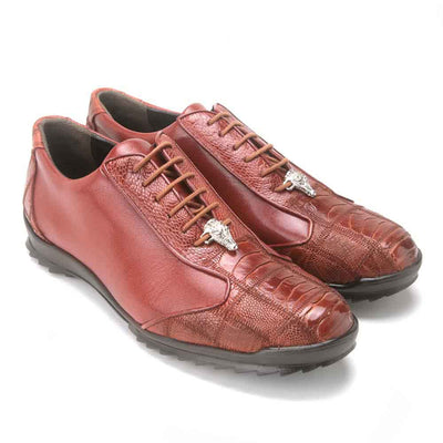 Los Altos Cognac Genuine Ostrich Casual Sneaker 1   - from alligatorwarehouse.com