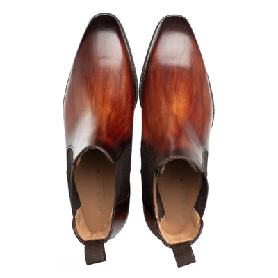Cervantes Cognac Rust Hand-Stained Chelsea Boots By Mezlan Made In Spain Brand 5   - from alligatorwarehouse.com
