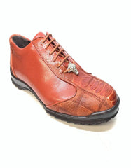 Los Altos Cognac Ostrich Leg Lace Up Sneakers