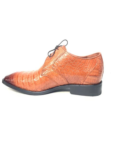 Los Altos Cognac All-Over Crocodile Lace Up Dress Shoes 4   - from alligatorwarehouse.com