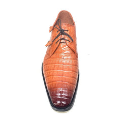 Los Altos Cognac All-Over Crocodile Lace Up Dress Shoes