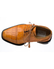 Ferrini Shoes - Mens Alligator Dress Shoe - Ferrini 216 Belly Alligator Cap Toe Shoes Cognac