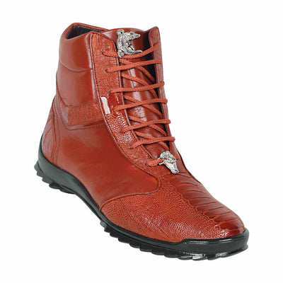 Los Altos Genuine Ostrich Leg Cognac Casual Ankle Boot 1   - from alligatorwarehouse.com