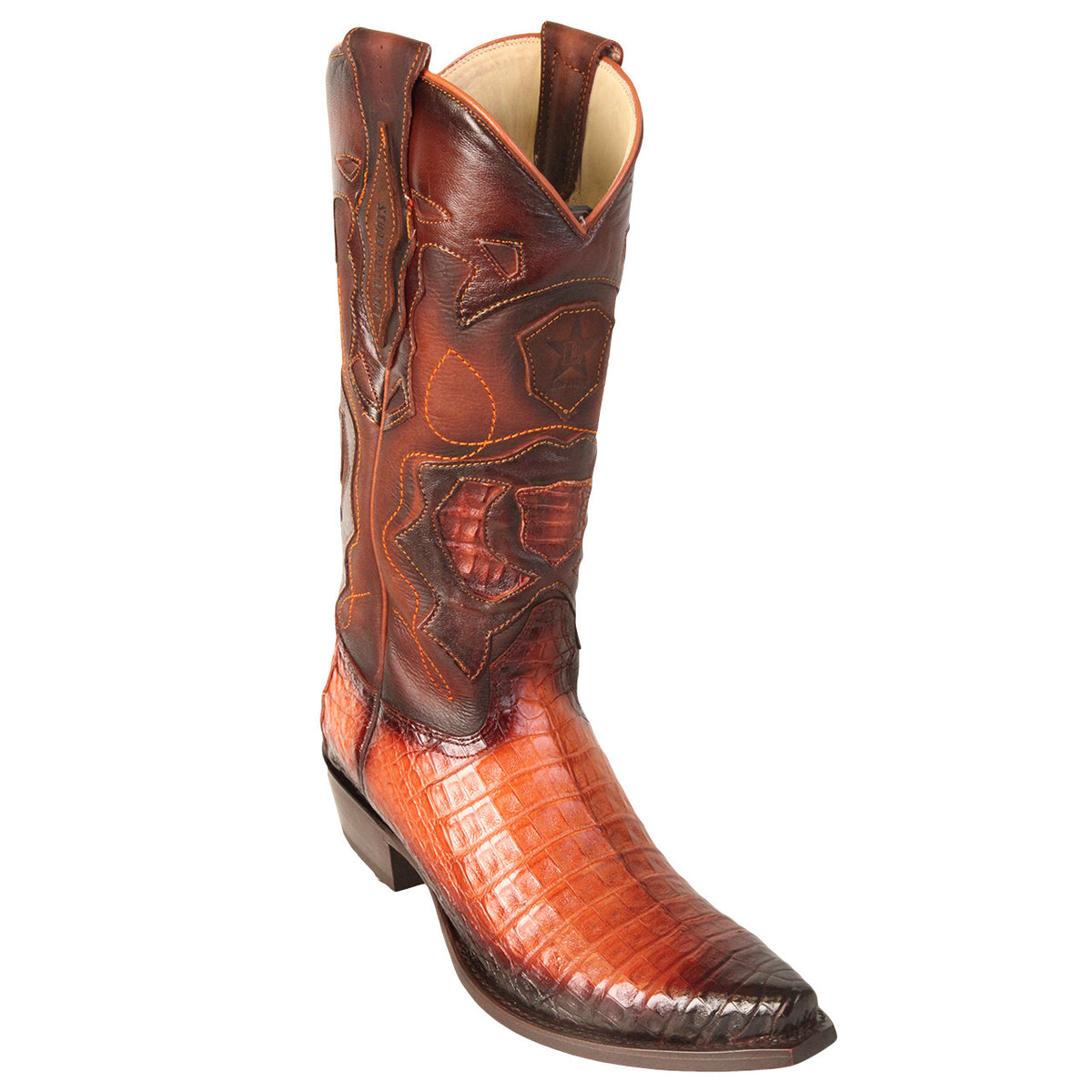 Los Altos Snip Toe Cognac Genuine Caiman Belly Boots