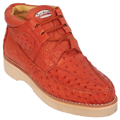 Los Altos Casual Cognac Full Ostrich Skin Sneakers 1   - from alligatorwarehouse.com
