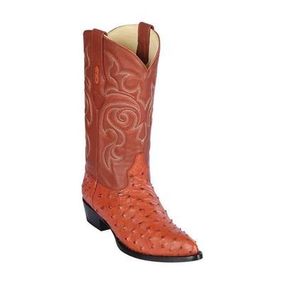 Los Altos Cognac J-Toe Genuine Western Ostrich 1   - from alligatorwarehouse.com