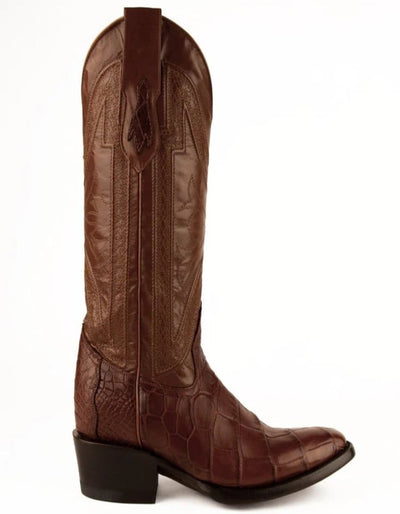 Ferrini Men's Stallion Alligator Belly Boots French Toe Handcrafted Cognac 3 10741-26-080-D  - from alligatorwarehouse.com