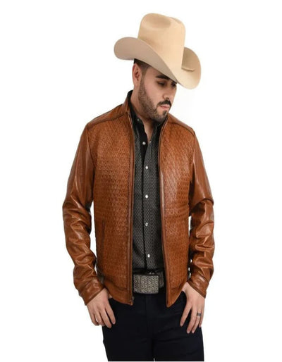Original Fine Leather Braided Honey Color Jacket 1   - from alligatorwarehouse.com