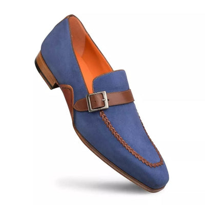Mezlan  Men's Navy/Cognac Nubuck & Calfskin Loafer 1   - from alligatorwarehouse.com