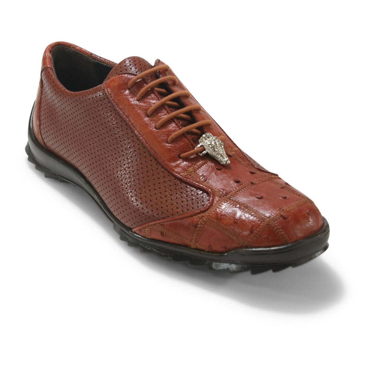 Los Altos Cognac Ostrich Patch Casual Shoes