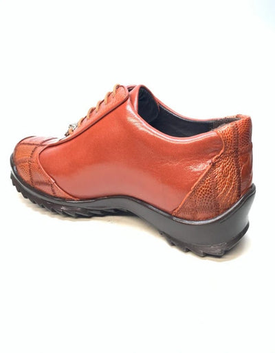 Los Altos Cognac Ostrich Leg Lace Up Sneakers 5   - from alligatorwarehouse.com