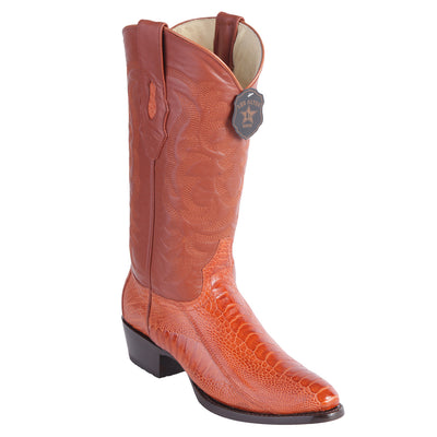Los Altos Round Toe Cognac Ostrich Leg Boots 1   - from alligatorwarehouse.com