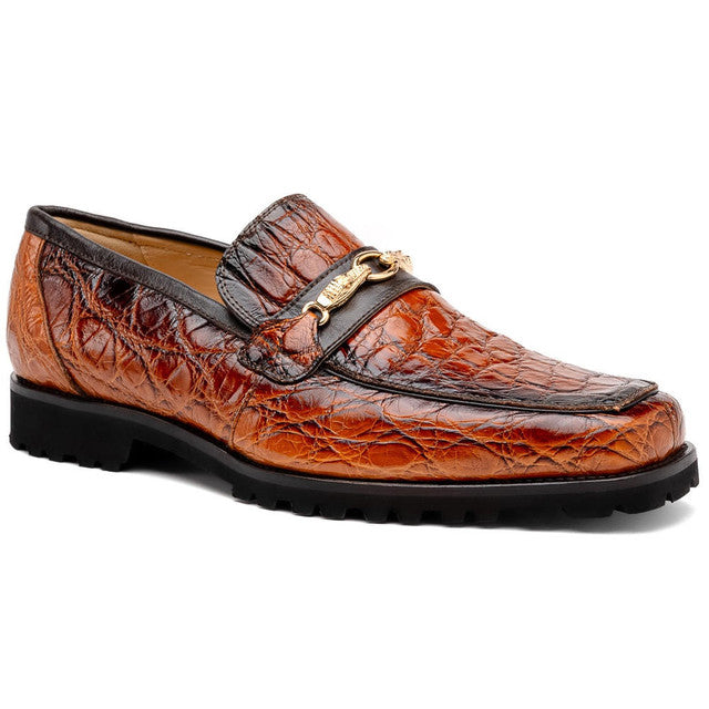 Men's Mauri Casual Alligator Loafers Cognac Metal Bit Debonair