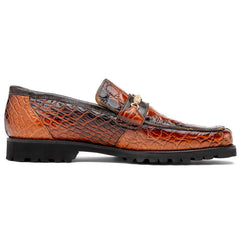 Men's Mauri Casual Alligator Loafers Cognac Metal Bit Debonair