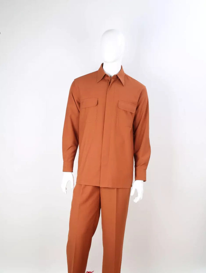 Men’s Apollo King Burgundy 2 Piece Walking Suit with Long Sleeve Shirt Jacket and Matching Pants