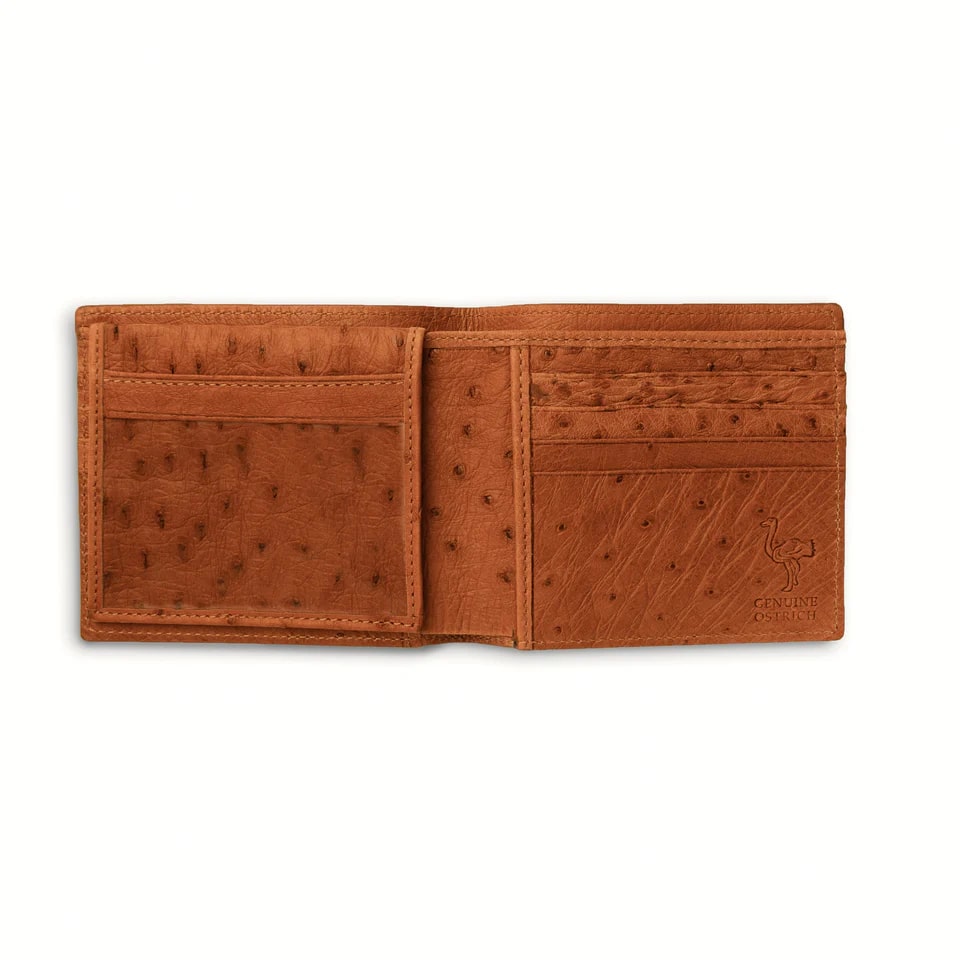 Ferrini Full Quill Ostrich Billfold Cognac