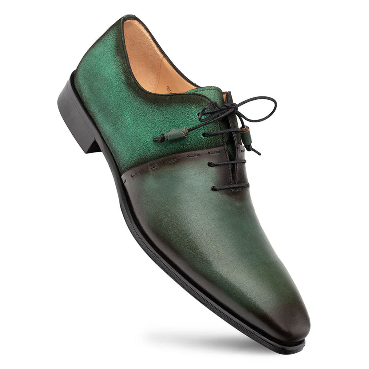 Colomer Forest/Green Calf/Suede Oxford Shoes By Mezlan Made In Spain Brand