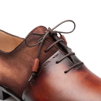 Colomer Cognac/Rust Calf/Suede Oxford Shoes By Mezlan Made In Spain Brand 2   - from alligatorwarehouse.com