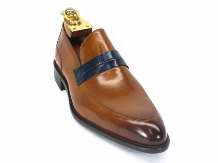 Carrucci Mens Penny Loafer in Contrast Strap