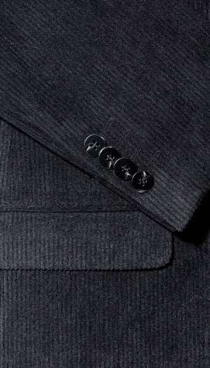 The Cordell Black 2pc Cotton Corduroy Notch Lapel Suit