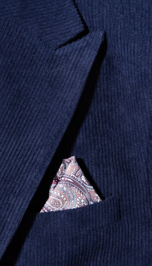 Mens Fall Fabric Cotton corduroy Suit - Winter Jacket and Pants in Color "Navy" - Navy detail view