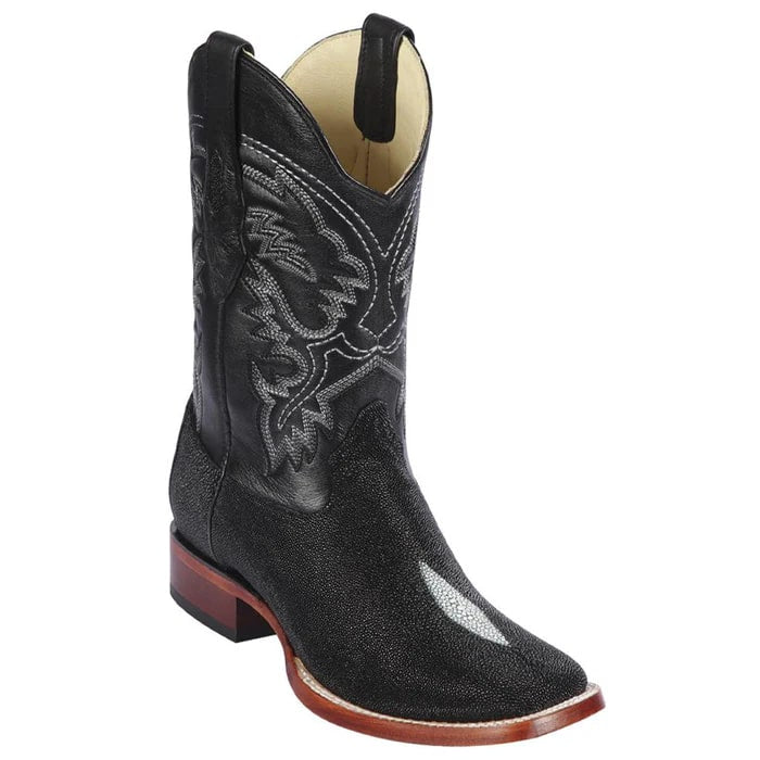 Los Altos Boots - Mens Dress Cowboy Boot - Low Priced Black Suede Square Toe Western Boots - in Black