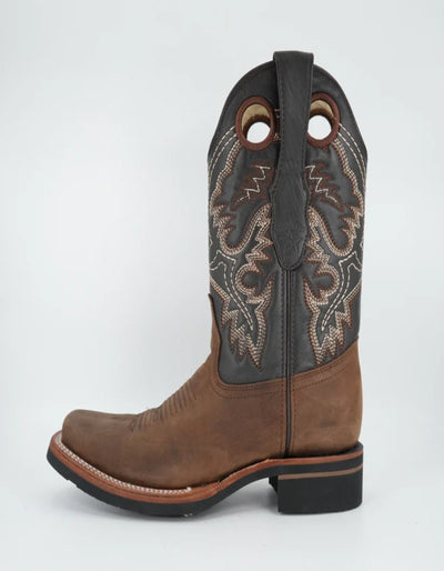 Los Altos Men’s Crazy Brown Wide Square Toe Rubber Sole Boot 2   - from alligatorwarehouse.com