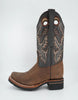 Los Altos Men’s Crazy Brown Wide Square Toe Rubber Sole Boot 2   - from alligatorwarehouse.com