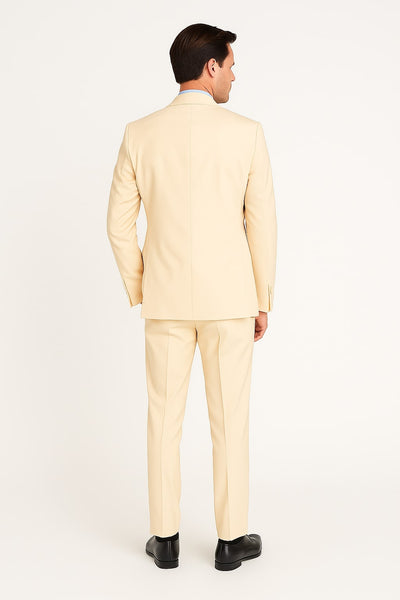 Cream Tuxedo Suit for Men – One Button Satin Lapel Formal Suit - Champagne Color Light Tan Tuxedo 2   - from alligatorwarehouse.com