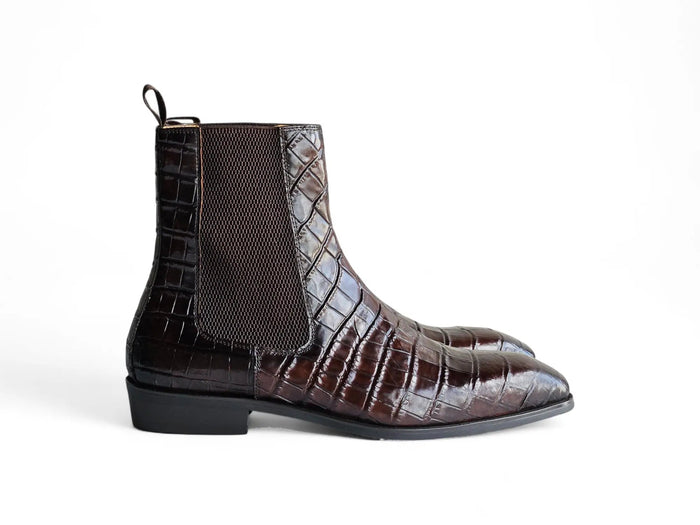 Carrucci Crocodile Embossed Chelsea Boot