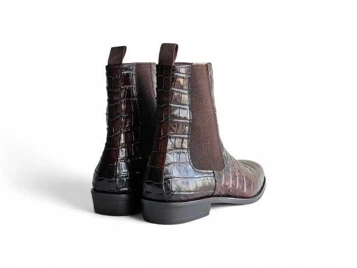 Carrucci Crocodile Embossed Chelsea Boot