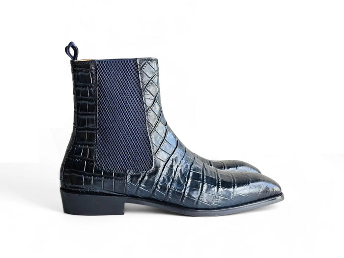 Carrucci Crocodile Embossed Chelsea Boot