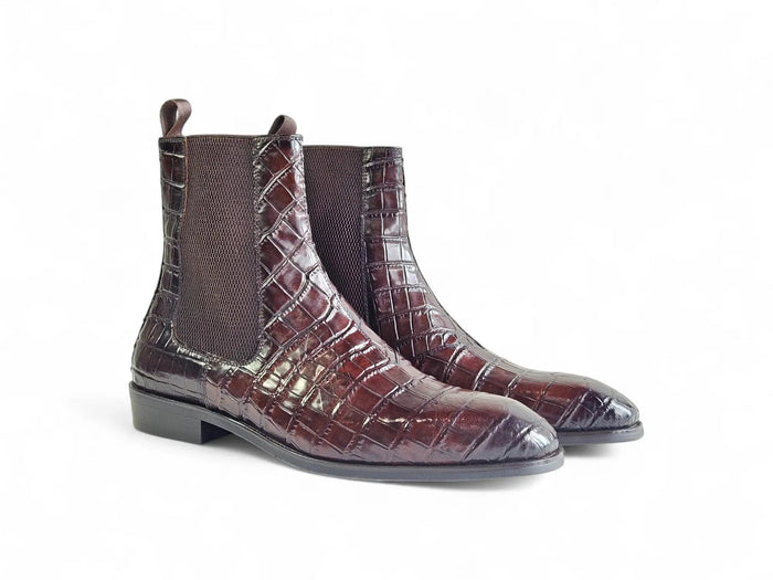 Carrucci Crocodile Embossed Chelsea Boot