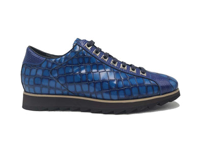 Crocodile-Embossed Leather Sneaker 2 KS626-02BLUE75  - from alligatorwarehouse.com