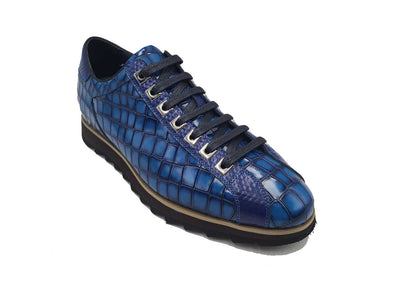 Crocodile-Embossed Leather Sneaker 3 KS626-02BLUE75  - from alligatorwarehouse.com