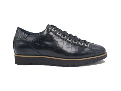 Crocodile-Embossed Leather Sneaker 10 KS626-02BLUE75  - from alligatorwarehouse.com